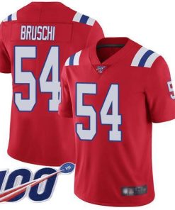 Nike New England Patriots #54 Tedy Bruschi Red Alternate Men's Stitched NFL 100th Season Vapor Limited Jersey Men's
