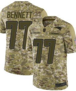Nike New England Patriots #77 Michael Bennett Camo Men's Stitched NFL Limited 2018 Salute To Service Jersey Men's