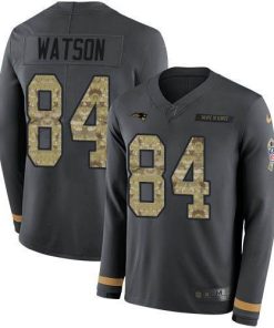 Nike New England Patriots #84 Benjamin Watson Anthracite Salute to Service Men's Stitched NFL Limited Therma Long Sleeve Jersey Men's