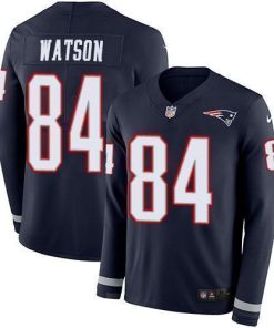 Nike New England Patriots #84 Benjamin Watson Navy Blue Team Color Men's Stitched NFL Limited Therma Long Sleeve Jersey Men's