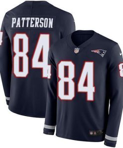 Nike New England Patriots #84 Cordarrelle Patterson Navy Blue Team Color Men's Stitched NFL Limited Therma Long Sleeve Jersey Men's