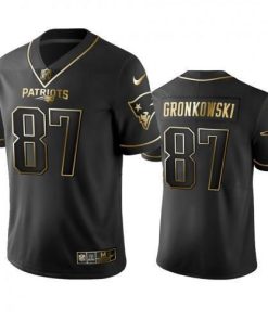 Nike New England Patriots #87 Rob Gronkowski Black Golden Limited Edition Stitched NFL Jersey Men's