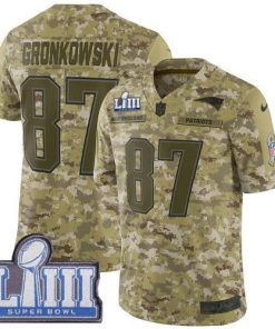 Nike New England Patriots #87 Rob Gronkowski Camo Super Bowl LIII Bound Men's Stitched NFL Limited 2018 Salute To Service Jersey Men's