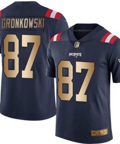 Nike New England Patriots #87 Rob Gronkowski Navy Blue Men's Stitched NFL Limited Gold Rush Jersey Men's