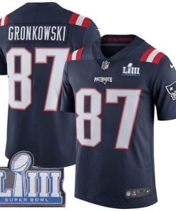 Nike New England Patriots #87 Rob Gronkowski Navy Blue Super Bowl LIII Bound Men's Stitched NFL Limited Rush Jersey Men's