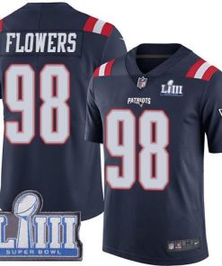 Nike New England Patriots #98 Trey Flowers Navy Blue Super Bowl LIII Bound Men's Stitched NFL Limited Rush Jersey Men's