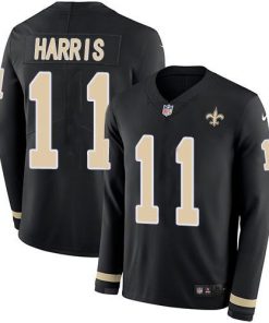Nike New Orleans Saints #11 Deonte Harris Black Team Color Men's Stitched NFL Limited Therma Long Sleeve Jersey Men's