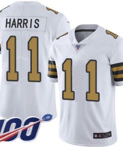 Nike New Orleans Saints #11 Deonte Harris White Men's Stitched NFL Limited Rush 100th Season Jersey Men's