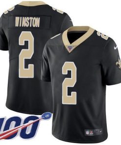 Nike New Orleans Saints #2 Jameis Winston Black Team Color Men's Stitched NFL 100th Season Vapor Untouchable Limited Jersey Men's