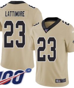 Nike New Orleans Saints #23 Marshon Lattimore Gold Men's Stitched NFL Limited Inverted Legend 100th Season Jersey Men's