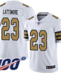 Nike New Orleans Saints #23 Marshon Lattimore White Men's Stitched NFL Limited Rush 100th Season Jersey Men's