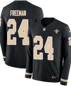 Nike New Orleans Saints #24 Devonta Freeman Black Team Color Men's Stitched NFL Limited Therma Long Sleeve Jersey Men's