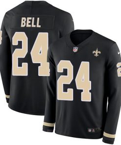 Nike New Orleans Saints #24 Vonn Bell Black Team Color Men's Stitched NFL Limited Therma Long Sleeve Jersey Men's