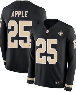 Nike New Orleans Saints #25 Eli Apple Black Team Color Men's Stitched NFL Limited Therma Long Sleeve Jersey Men's