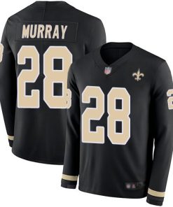 Nike New Orleans Saints #28 Latavius Murray Black Team Color Men's Stitched NFL Limited Therma Long Sleeve Jersey Men's