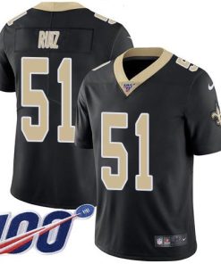 Nike New Orleans Saints #51 Cesar Ruiz Black Team Color Men's Stitched NFL 100th Season Vapor Untouchable Limited Jersey Men's