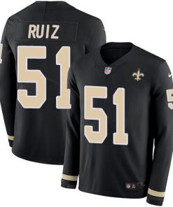 Nike New Orleans Saints #51 Cesar Ruiz Black Team Color Men's Stitched NFL Limited Therma Long Sleeve Jersey Men's