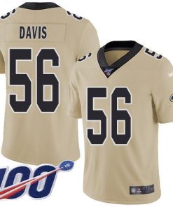 Nike New Orleans Saints #56 DeMario Davis Gold Men's Stitched NFL Limited Inverted Legend 100th Season Jersey Men's