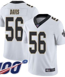 Nike New Orleans Saints #56 DeMario Davis White Men's Stitched NFL 100th Season Vapor Limited Jersey Men's
