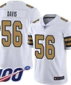 Nike New Orleans Saints #56 DeMario Davis White Men's Stitched NFL Limited Rush 100th Season Jersey Men's
