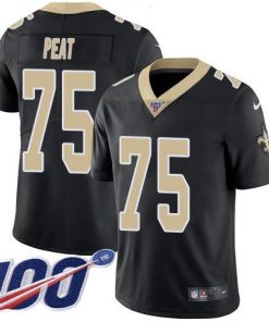 Nike New Orleans Saints #75 Andrus Peat Black Team Color Men's Stitched NFL 100th Season Vapor Untouchable Limited Jersey Men's