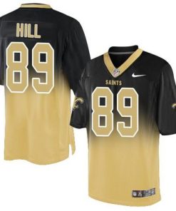 Nike New Orleans Saints #89 Josh Hill Black/Gold Men's Stitched NFL Elite Fadeaway Fashion Jersey Men's