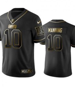 Nike New York Giants #10 Eli Manning Black Golden Limited Edition Stitched NFL Jersey Men's