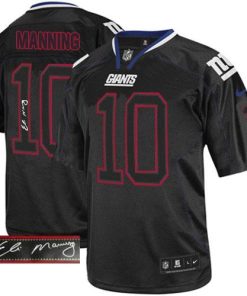 Nike New York Giants #10 Eli Manning Lights Out Black Men's Stitched NFL Elite Autographed Jersey Men's
