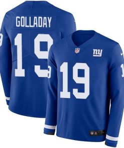 Nike New York Giants #19 Kenny Golladay Royal Blue Team Color Men's Stitched NFL Limited Therma Long Sleeve Jersey Men's