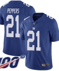 Nike New York Giants #21 Jabrill Peppers Royal Blue Team Color Men's Stitched NFL 100th Season Vapor Limited Jersey Men's