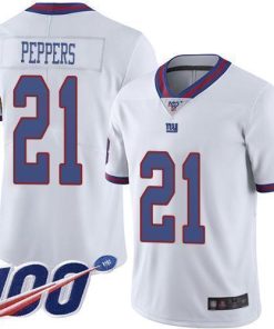 Nike New York Giants #21 Jabrill Peppers White Men's Stitched NFL Limited Rush 100th Season Jersey Men's