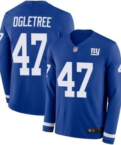 Nike New York Giants #47 Alec Ogletree Royal Blue Team Color Men's Stitched NFL Limited Therma Long Sleeve Jersey Men's