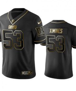 Nike New York Giants #53 Oshane Ximines Black Golden Limited Edition Stitched NFL Jersey Men's