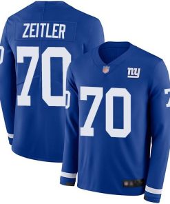 Nike New York Giants #70 Kevin Zeitler Royal Blue Team Color Men's Stitched NFL Limited Therma Long Sleeve Jersey Men's