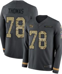 Nike New York Giants #78 Andrew Thomas Anthracite Salute to Service Men's Stitched NFL Limited Therma Long Sleeve Jersey Men's