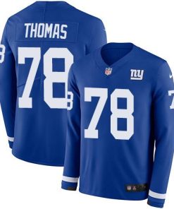 Nike New York Giants #78 Andrew Thomas Royal Blue Team Color Men's Stitched NFL Limited Therma Long Sleeve Jersey Men's