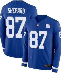 Nike New York Giants #87 Sterling Shepard Royal Blue Team Color Men's Stitched NFL Limited Therma Long Sleeve Jersey Men's