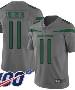 Nike New York Jets #11 Robby Anderson Gray Men's Stitched NFL Limited Inverted Legend 100th Season Jersey Men's