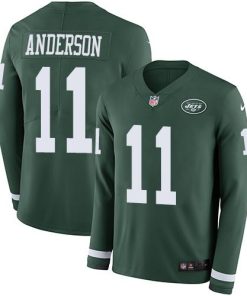 Nike New York Jets #11 Robby Anderson Green Team Color Men's Stitched NFL Limited Therma Long Sleeve Jersey Men's