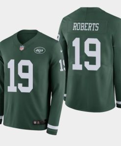 Nike New York Jets #19 Andre Roberts Green Team Color Men's Stitched NFL Limited Therma Long Sleeve Jersey Men's