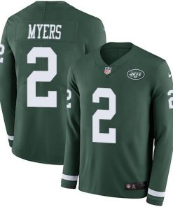 Nike New York Jets #2 Jason Myers Green Team Color Men's Stitched NFL Limited Therma Long Sleeve Jersey Men's