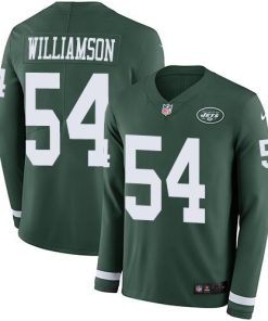 Nike New York Jets #54 Avery Williamson Green Team Color Men's Stitched NFL Limited Therma Long Sleeve Jersey Men's
