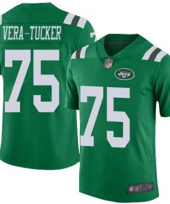 Nike New York Jets #75 Alijah Vera-Tucker Green Men's Stitched NFL Limited Rush Jersey Men's