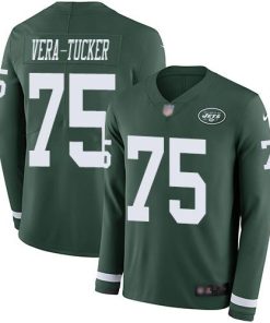 Nike New York Jets #75 Alijah Vera-Tucker Green Team Color Men's Stitched NFL Limited Therma Long Sleeve Jersey Men's