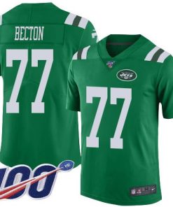 Nike New York Jets #77 Mekhi Becton Green Men's Stitched NFL Limited Rush 100th Season Jersey Men's