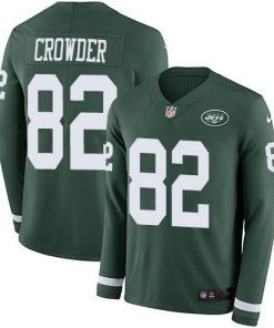 Nike New York Jets #82 Jamison Crowder Green Team Color Men's Stitched NFL Limited Therma Long Sleeve Jersey Men's