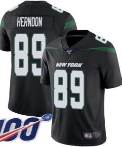 Nike New York Jets #89 Chris Herndon Black Alternate Men's Stitched NFL 100th Season Vapor Limited Jersey Men's