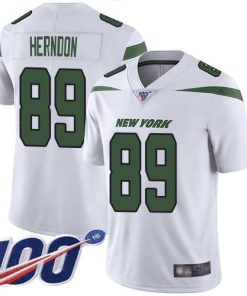 Nike New York Jets #89 Chris Herndon White Men's Stitched NFL 100th Season Vapor Limited Jersey Men's