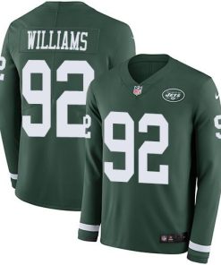 Nike New York Jets #92 Leonard Williams Green Team Color Men's Stitched NFL Limited Therma Long Sleeve Jersey Men's