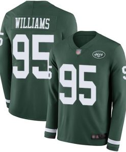 Nike New York Jets #95 Quinnen Williams Green Team Color Men's Stitched NFL Limited Therma Long Sleeve Jersey Men's